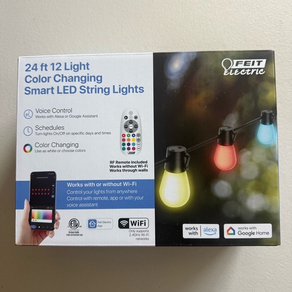 Feit Electric Smart LED String 12 Lights Color Changing - Multicolored 24ft - Picture 1 of 5
